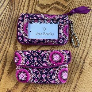 NWT Vera Bradley ID Holder/Change Purse & Pouch Set - Raspberry Medallion